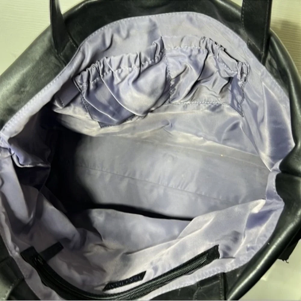 VERA WANG SIGNATURE Convertible Leather & Nylon Work Tote EUC
